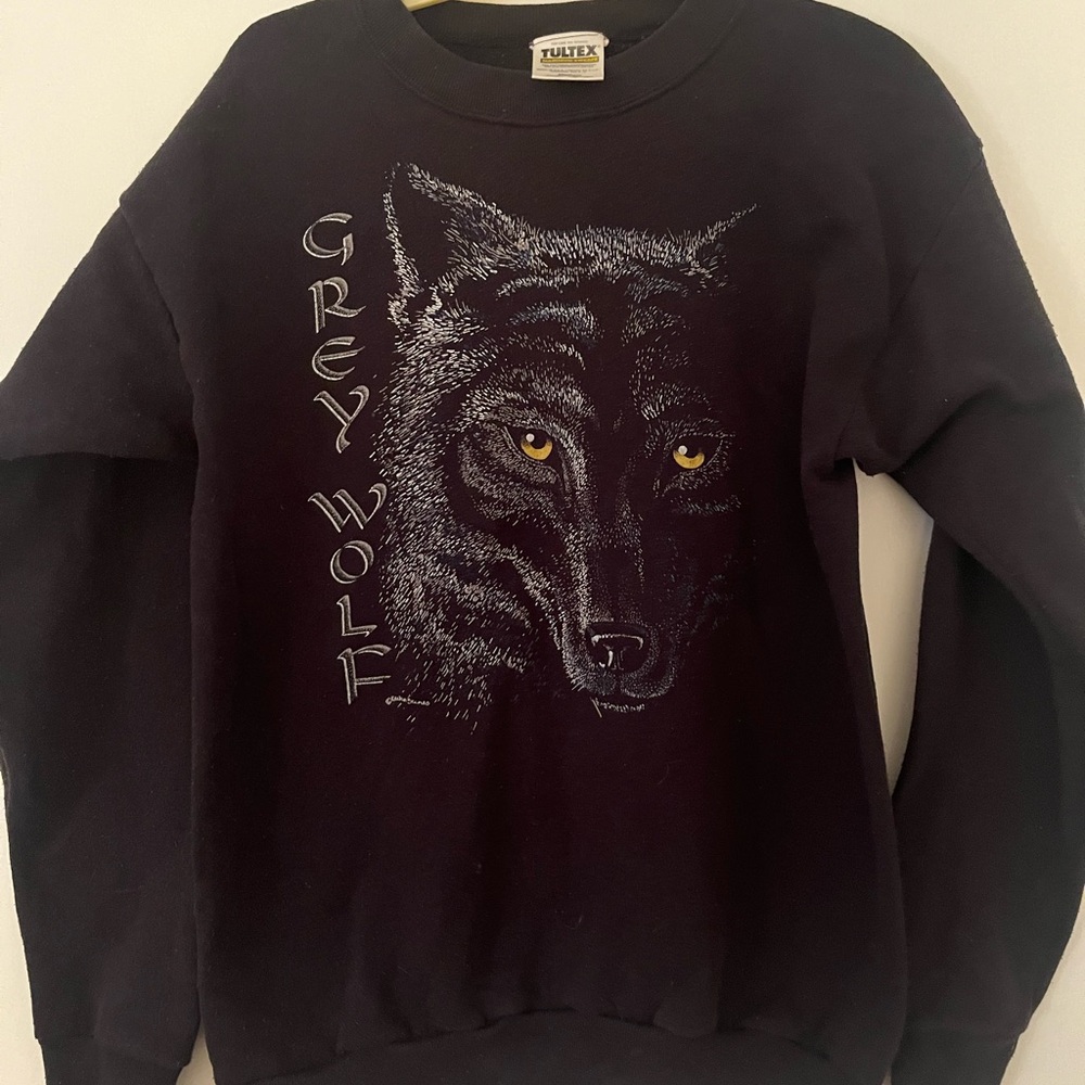 Vintage 90s Adult Grey Wolf Animal Crewneck Sweatshirt